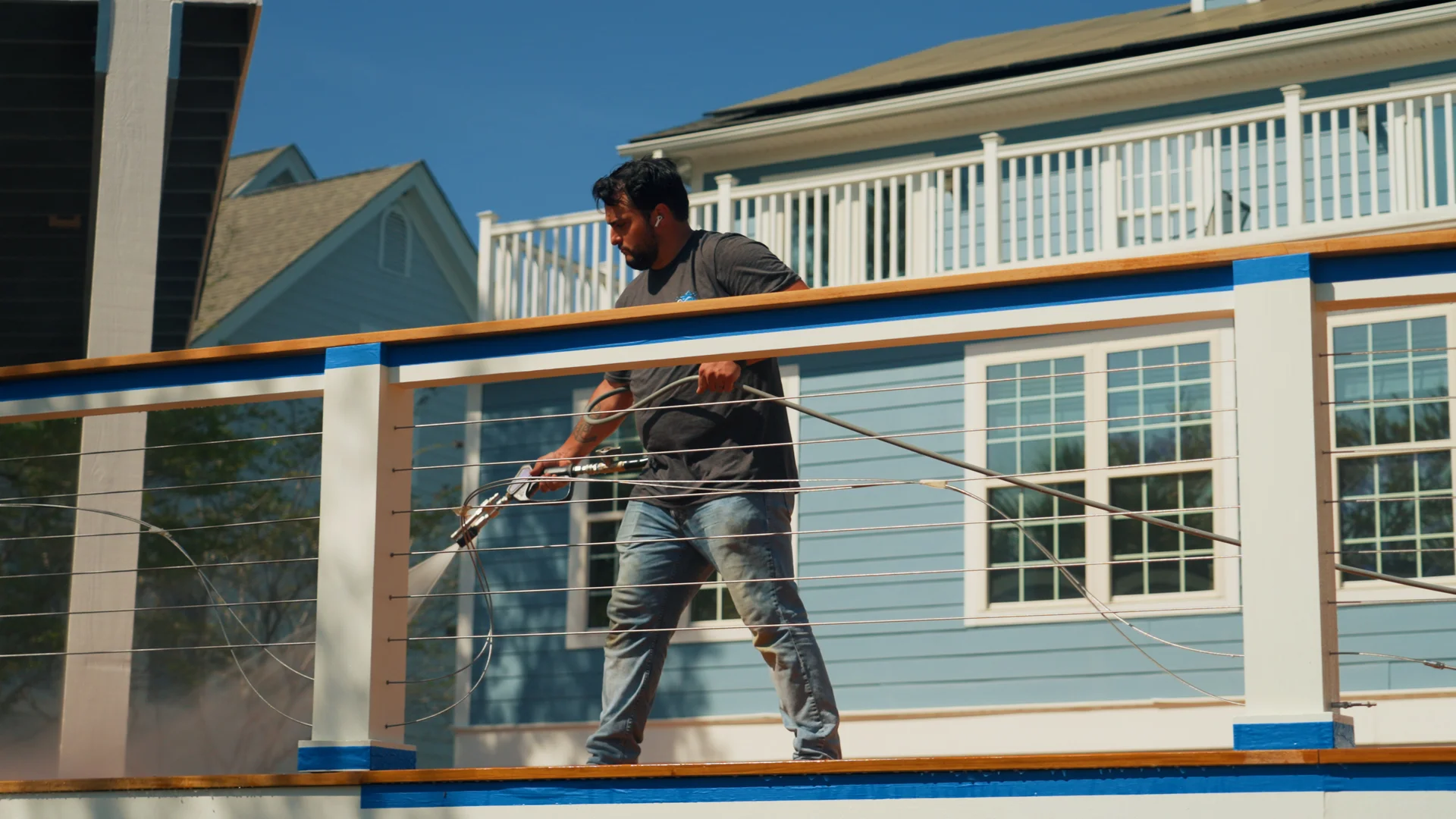 Garapa Deck Washing — Pre-Restoration Prep